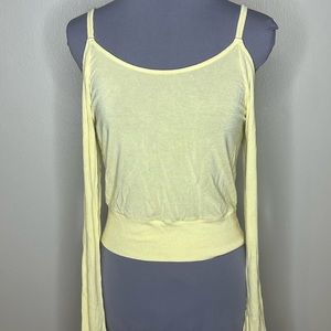 ALO Yellow Cold Shoulder XS Long Sleeve Top